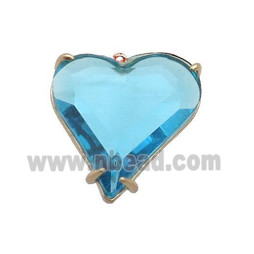 Blue Crystal Glass Heart Pendant
