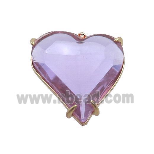 Purple Crystal Glass Heart Pendant