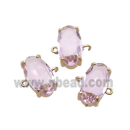 Copper Oval Connector Pave Pink Crystal Glass Gold Plated
