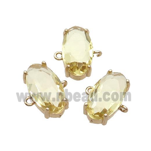 Copper Oval Connector Pave Yellow Crystal Glass Gold Plated