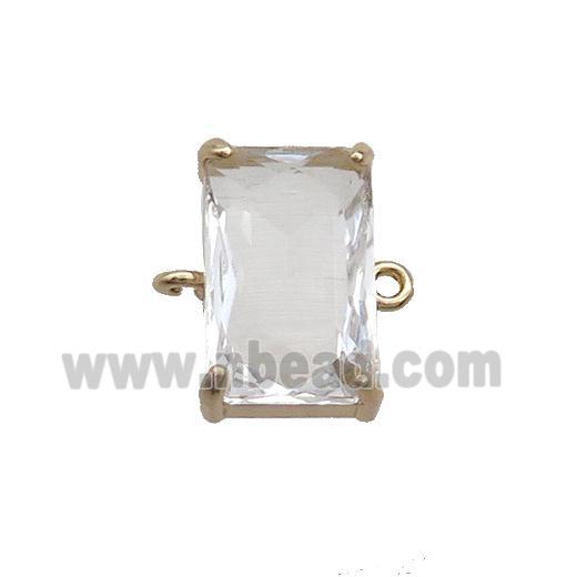 Copper Rectangle Connector Pave Crystal Glass Gold Plated