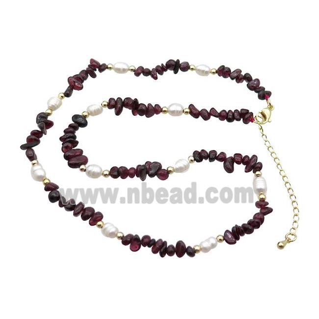 Garnet Necklace With Pearl