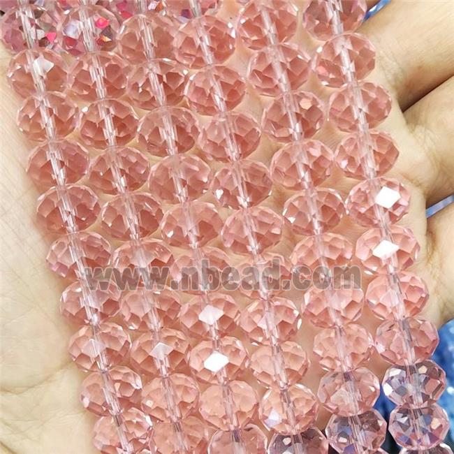 Peach Crystal Glass Faceted Rondelle