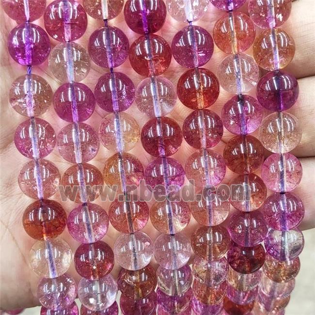 Crystal Glass Beads Smooth Round Redpurple