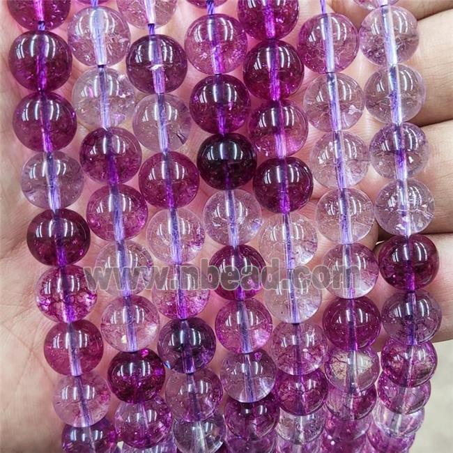 Purple Crystal Glass Beads Smooth Round