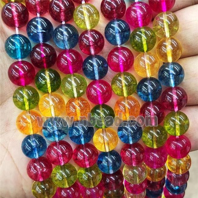 Crystal Glass Beads Smooth Round Mixed Color