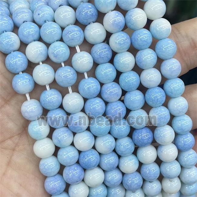 Blue Ceramic Glass Beads Smooth Round