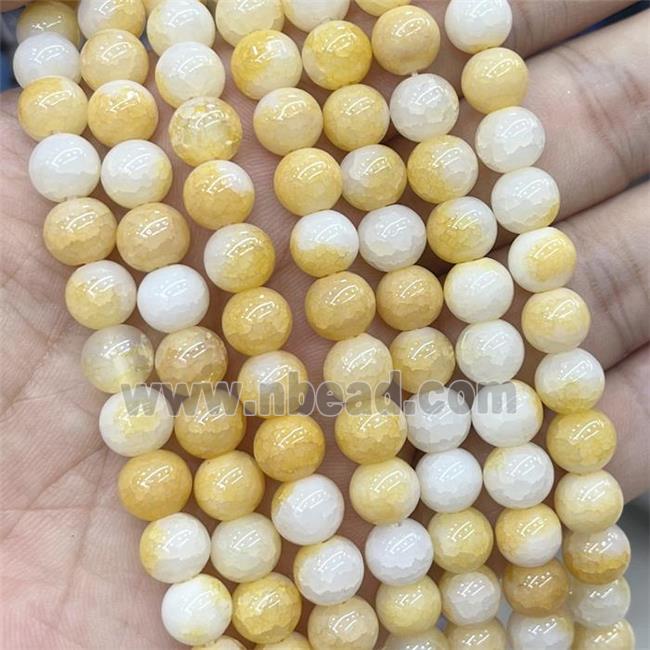 Ceramic Glass Beads Smooth Round Yellow