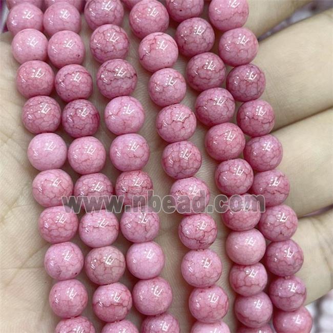 Ceramic Glass Beads Smooth Round Pink