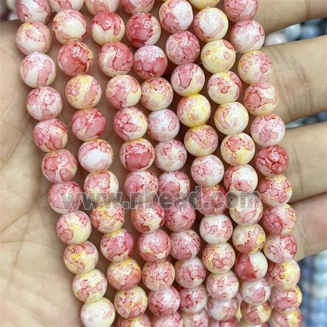 Glass Beads Smooth Round Pink