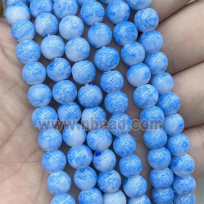 Blue Glass Beads Smooth Round