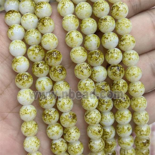 Glass Beads Smooth Round Yellow