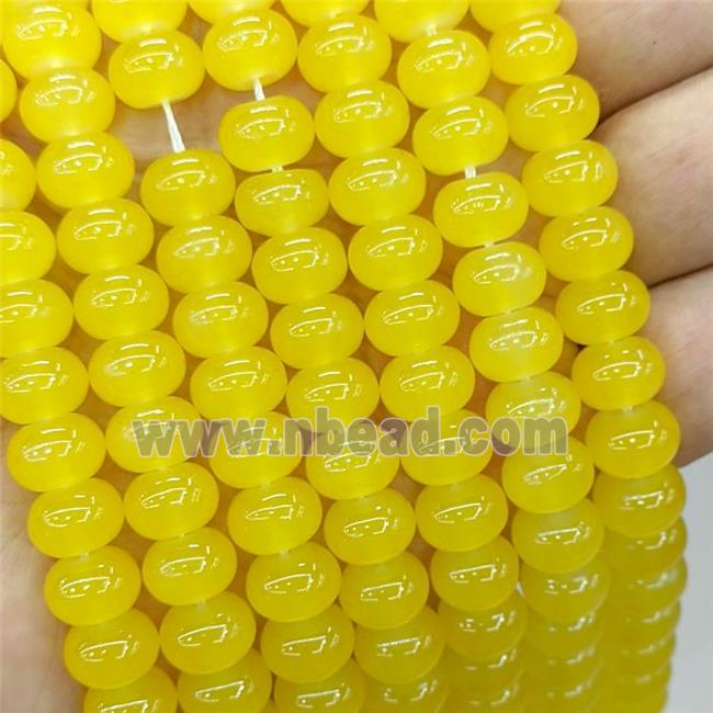 Jadeite Glass Beads Yellow Dye Smooth Rondelle