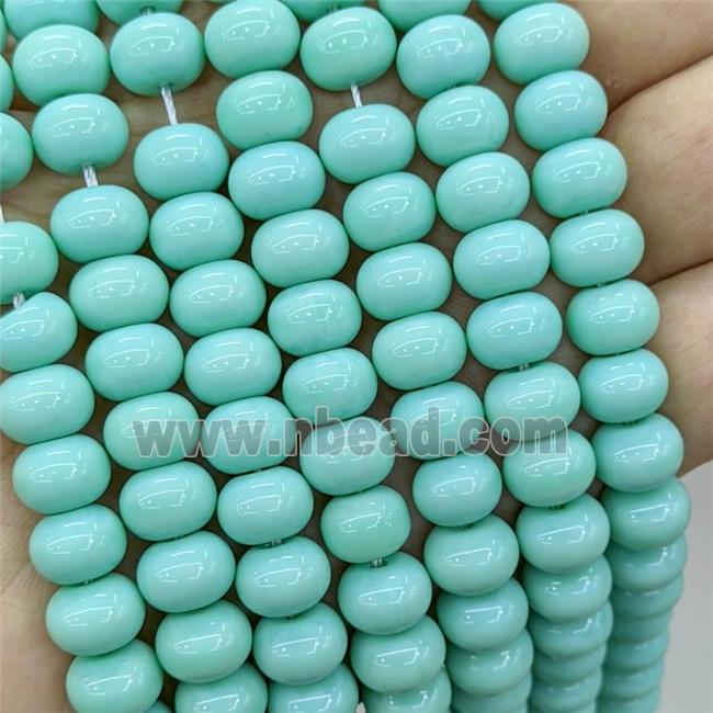 Jadeite Glass Beads Green Dye Smooth Rondelle