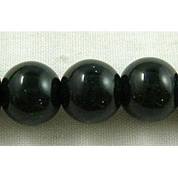 round black Glass Beads, jet