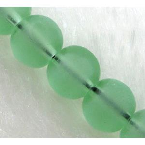 sea glass beads, round, matte, lt.green