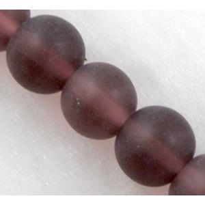 sea glass beads, round, matte, purple