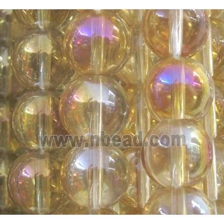 round glass crystal beads, gold-champagne