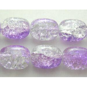 Crackle Glass Beads, barrel, lavender