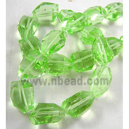 Glass Beads, freeform, lt.green