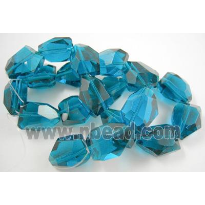 Glass Crystal Beads, freeform, peacock-blue