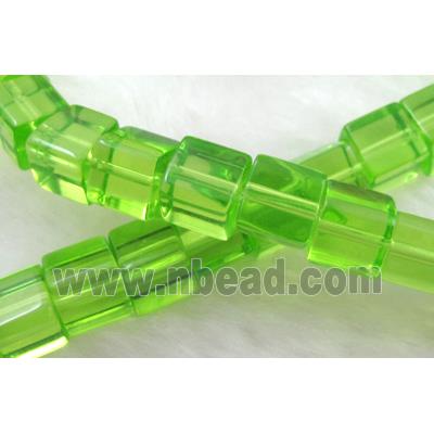 Olive Glass Cube Beads