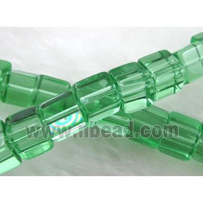 Green Cube Glass Beads
