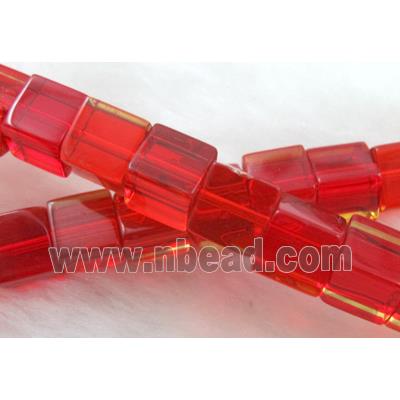 Red Cube Glass Beads