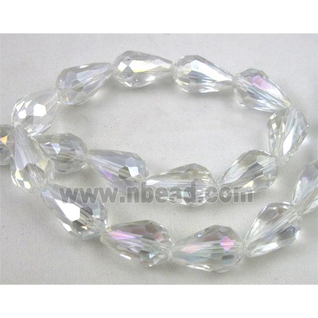 chinese crystal glass bead, faceted teardrop, AB color