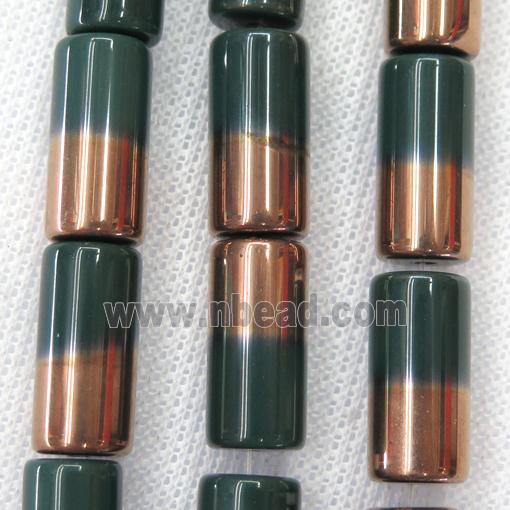 deepgreen Jadeite Glass tube beads