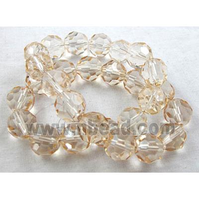 handmade 32 faceted round Glass Beads gold champagne