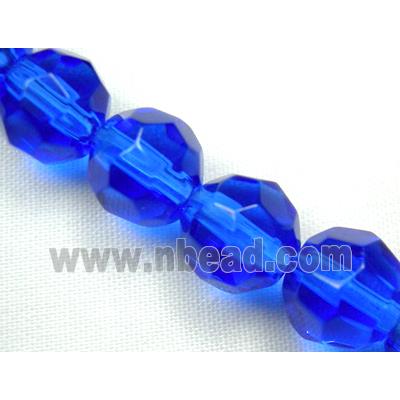 hand-cutting Chinese Crystal Glass Beads, faceted round, deep-blue