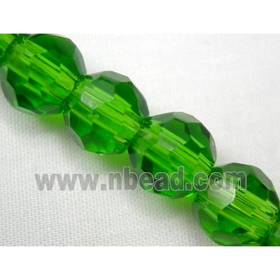 hand-cutting Chinese Crystal Glass Beads, faceted round, deep-green