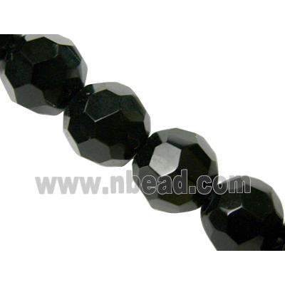 Hand-cutting Black Chinese Crystal Glass Beads Faceted Round Jet