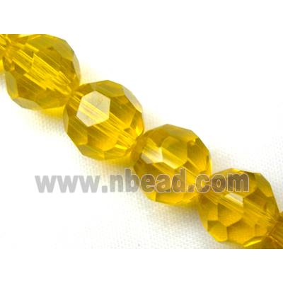hand-cutting Chinese Crystal Glass Beads, faceted round, golden