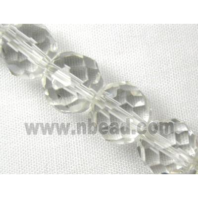 hand-cutting Chinese Crystal Glass Beads, faceted round, clear
