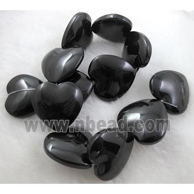 Jet Heart Glass beads