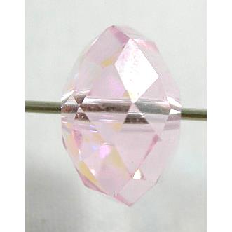 Chinese Crystal Beads, Faceted Rondelle, Pink