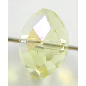 Crystal Glass Beads, Faceted Rondelle, Yellow