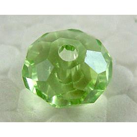 Crystal Glass Beads, Faceted Rondelle, Green