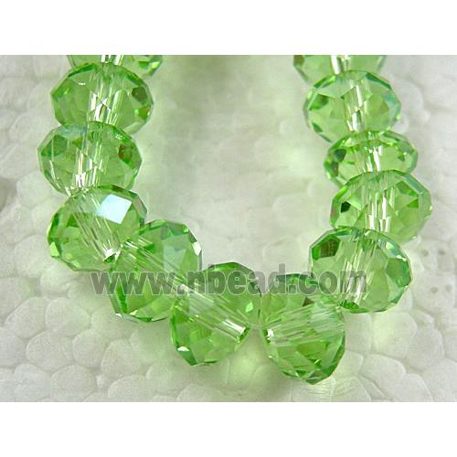 Crystal Glass Beads, Faceted Rondelle, Green