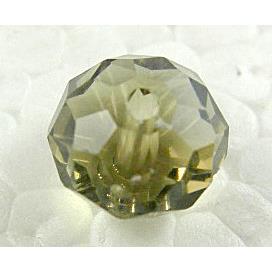 Crystal Glass Beads, Faceted Rondelle, Smoky
