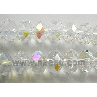 Chinese Crystal Beads, faceted rondelle, Clear AB-Color