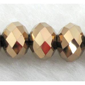Chinese Crystal Beads, Faceted Rondelle, red copper plated