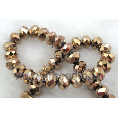 Chinese Crystal Beads, Faceted Rondelle, red copper plated