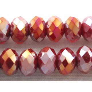 Chinese Crystal Beads, Faceted Rondelle, red AB color