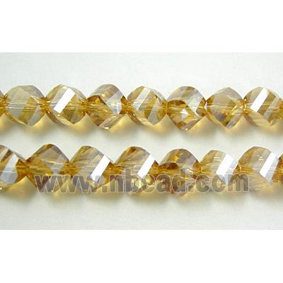 Chinese Crystal Beads, Twist, Gold