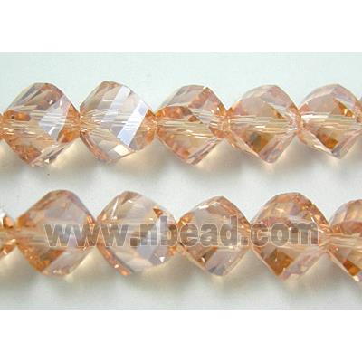 Chinese Crystal Beads, Twist, rose-red