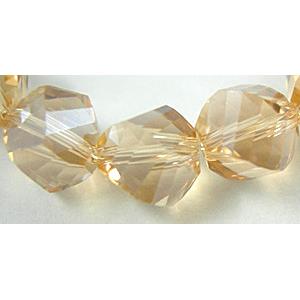 Chinese Crystal Beads, Twist, Gold-Champagne