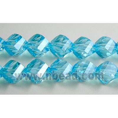 Chinese Crystal Beads, Twist, Aquamrine